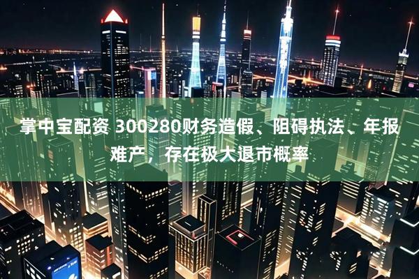 掌中宝配资 300280财务造假、阻碍执法、年报难产，存在极大退市概率