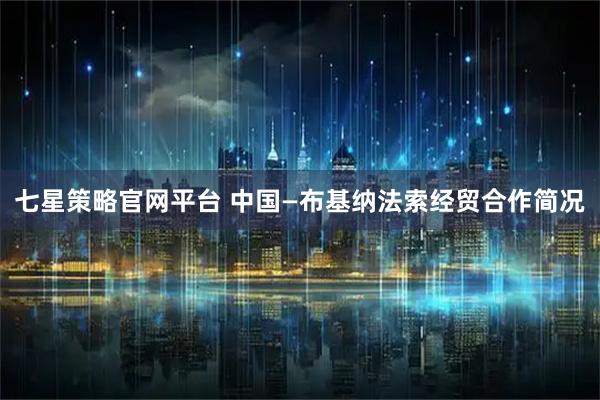 七星策略官网平台 中国—布基纳法索经贸合作简况