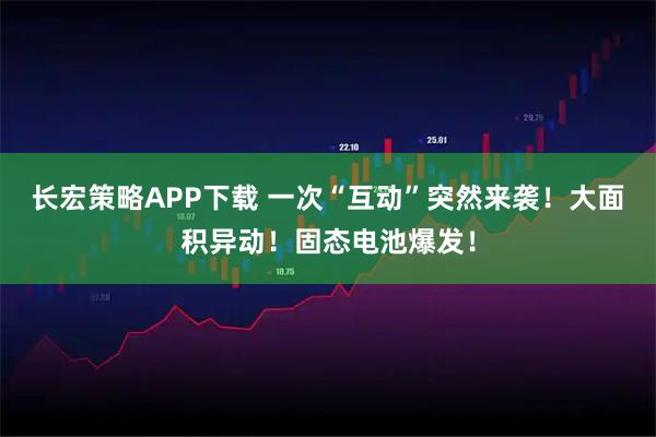 长宏策略APP下载 一次“互动”突然来袭！大面积异动！固态电池爆发！